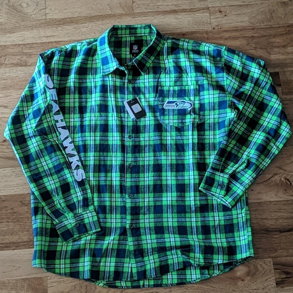 Seattle Seahawks Wordmark Basic Flannel Shirt Medium